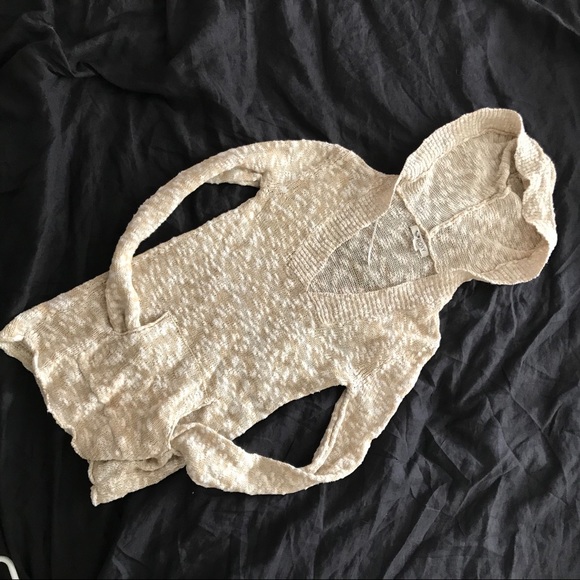 Roxy beige v neck pull over hoodie size s - Picture 2 of 4